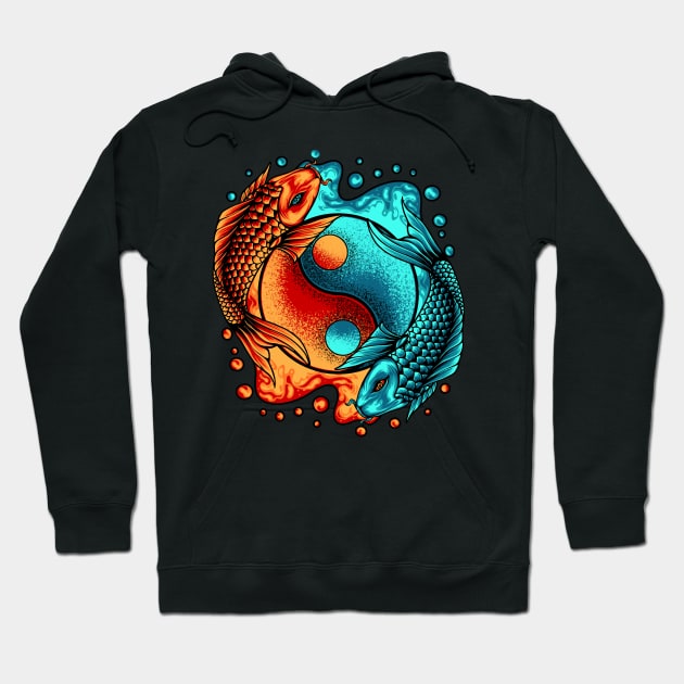 Yin & Yang Garden Pond Koi Fish Japanese Koi Carp Hoodie by jodotodesign